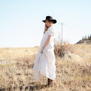 1970's Wedding Dress, Vintage White Eye-lit details, yellow ribbon, Size Medium